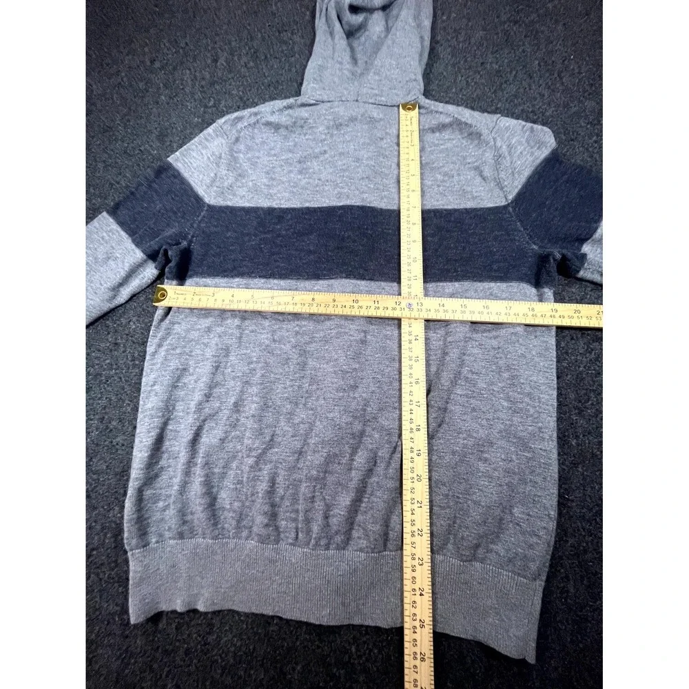 Banana Republic Hoodie Sweater Men Medium Gray Tight Knit Colorblock Full Zipper